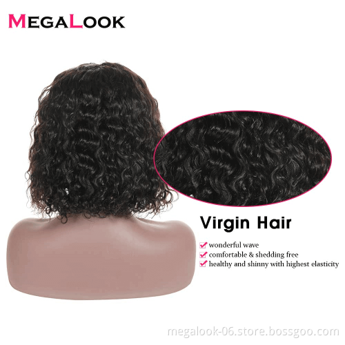 Perruque Courte Femme Cheveux Humains L Shape 10 Inch Peruvian Natural Wave Lace Wig